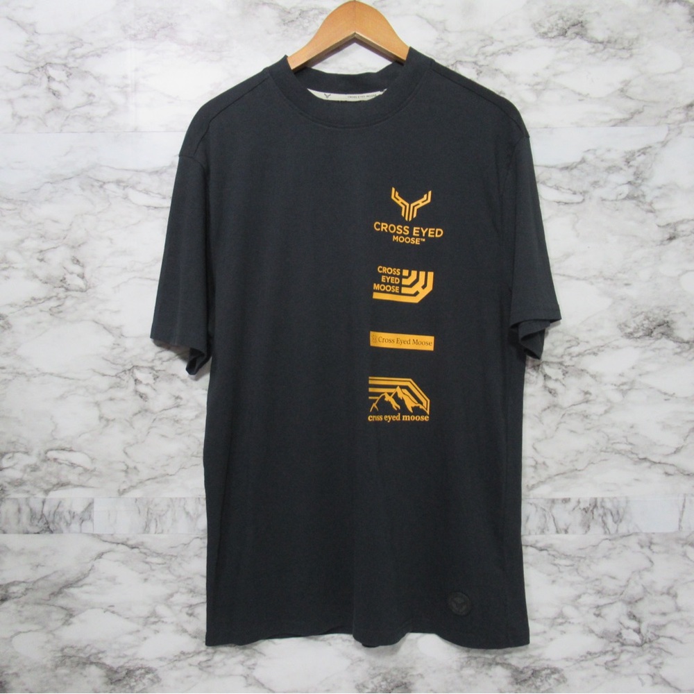 Cross Eyed Moose Black High Rib Crew Neck Tee Shirt Size Medium NWT